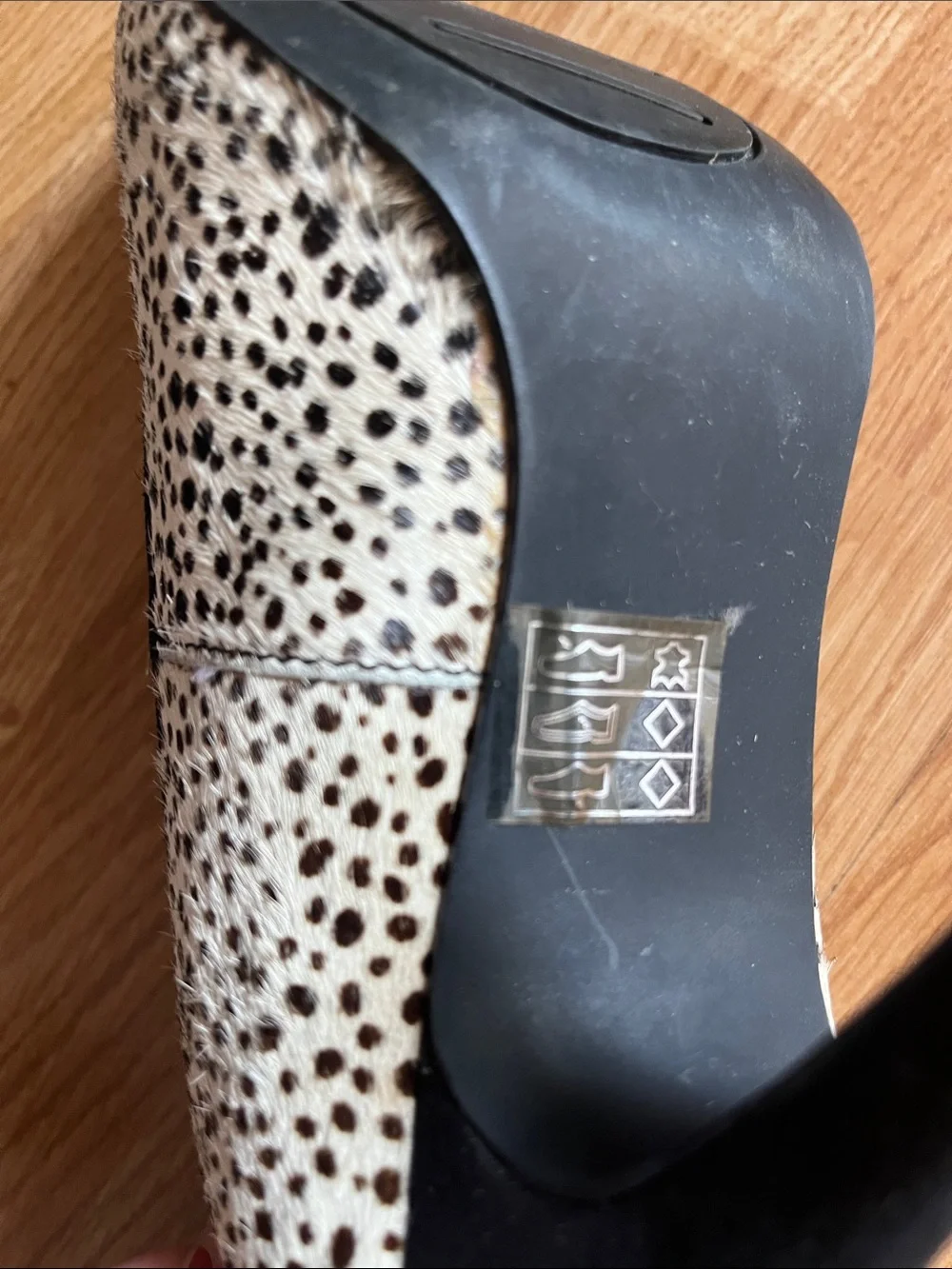 Lulu Townsend Black and Off White Spotted High Heel Pumps with Blue Accents
